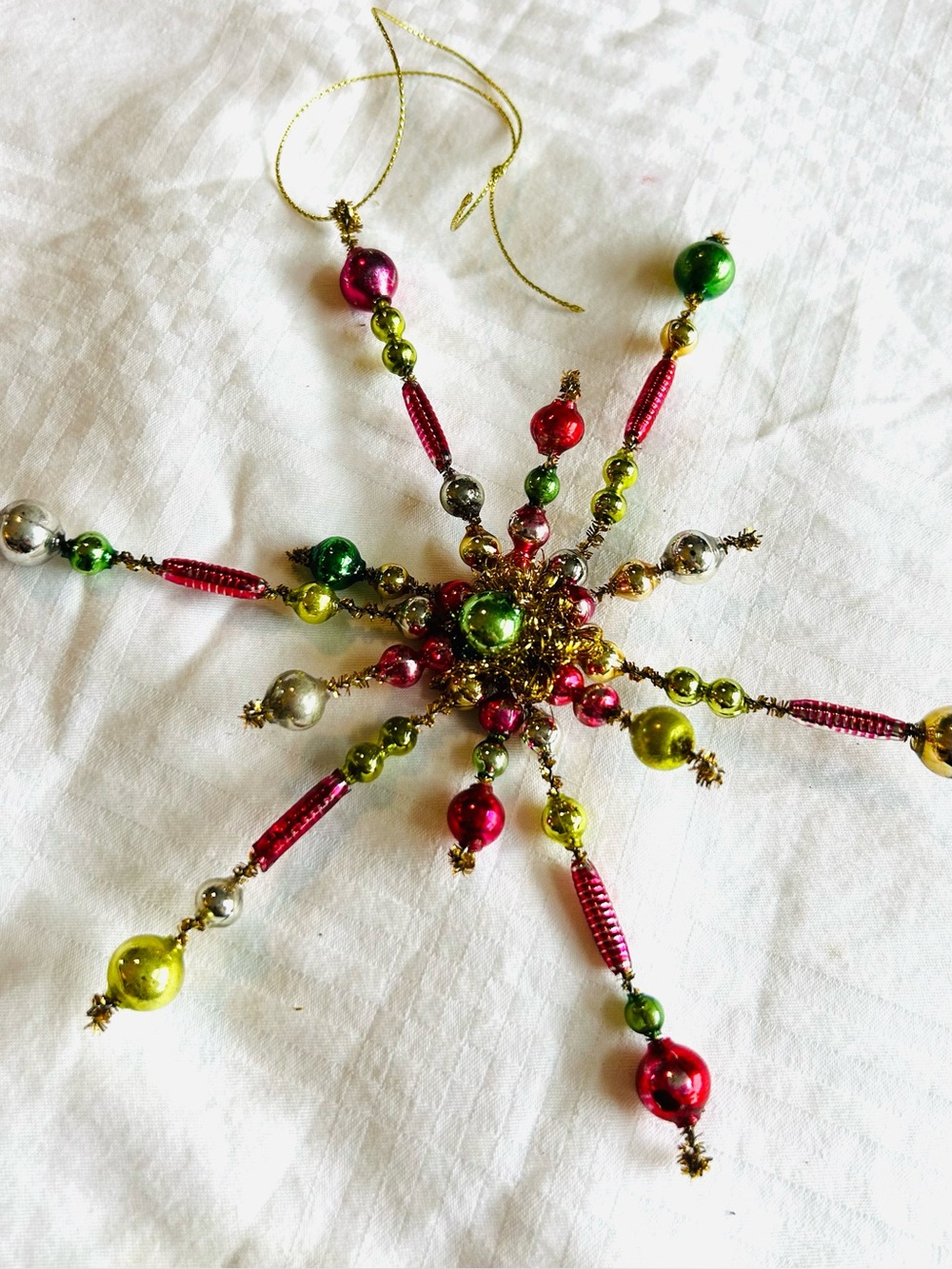 Vintage repurposed mercury glass holiday star burst Christmas Ornament